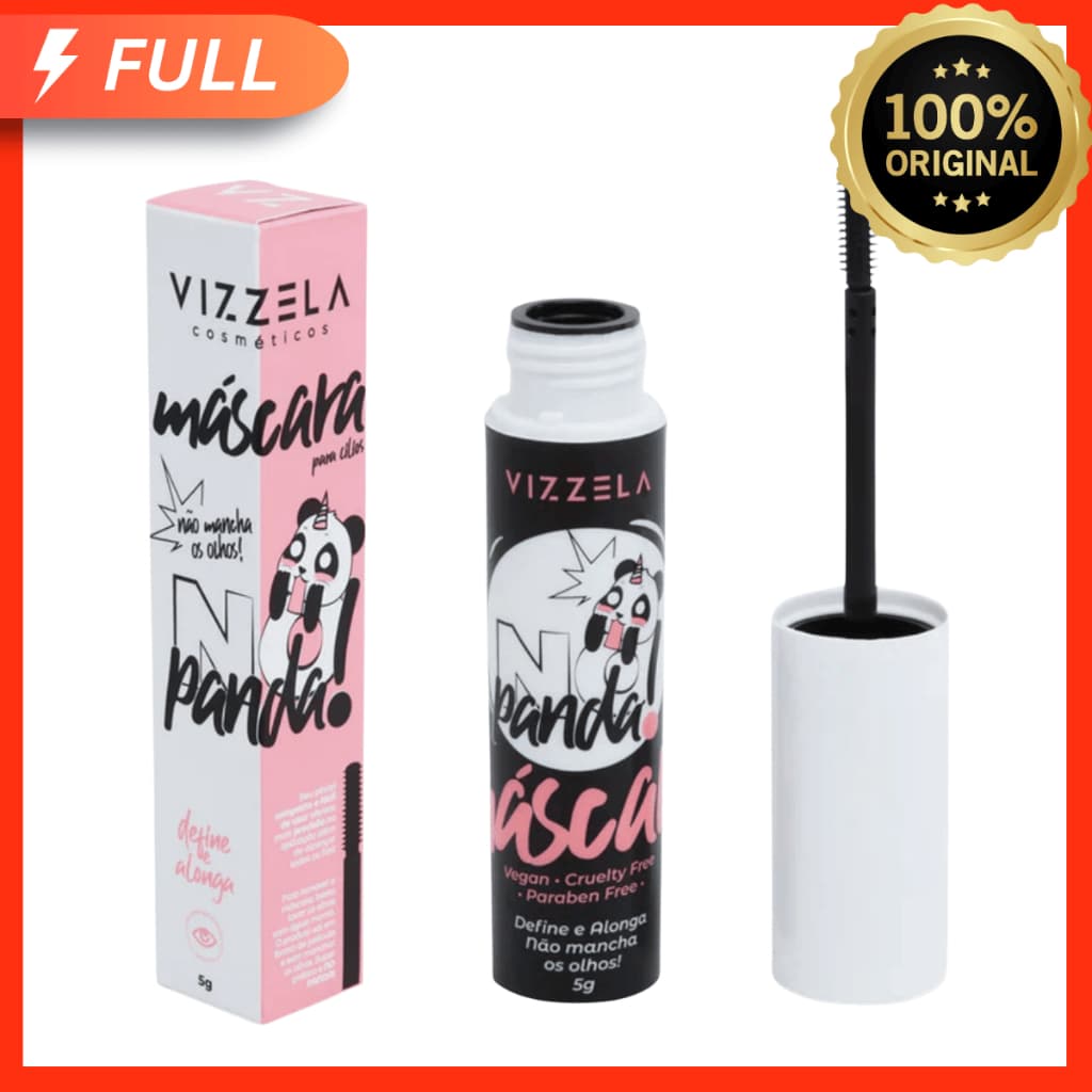 Máscara Rímel Para Cílios No Panda Vizzela Vegano 5g Preta Alonga Volumão Lançamento