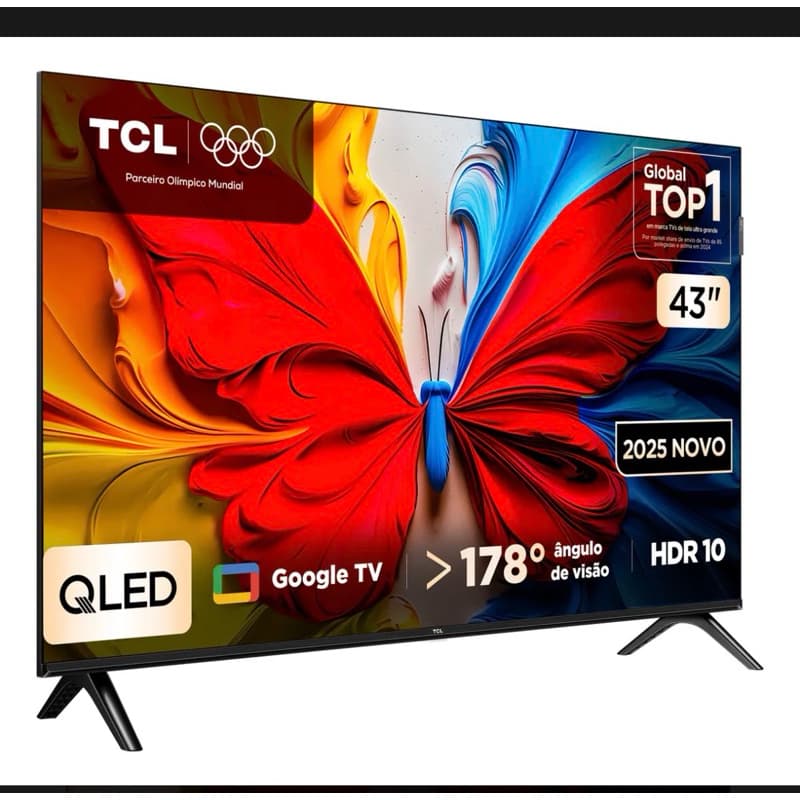 Smart TV TCL 43 polegadas QLED com Google TV, 178° ângulo de visão e HDR 10.