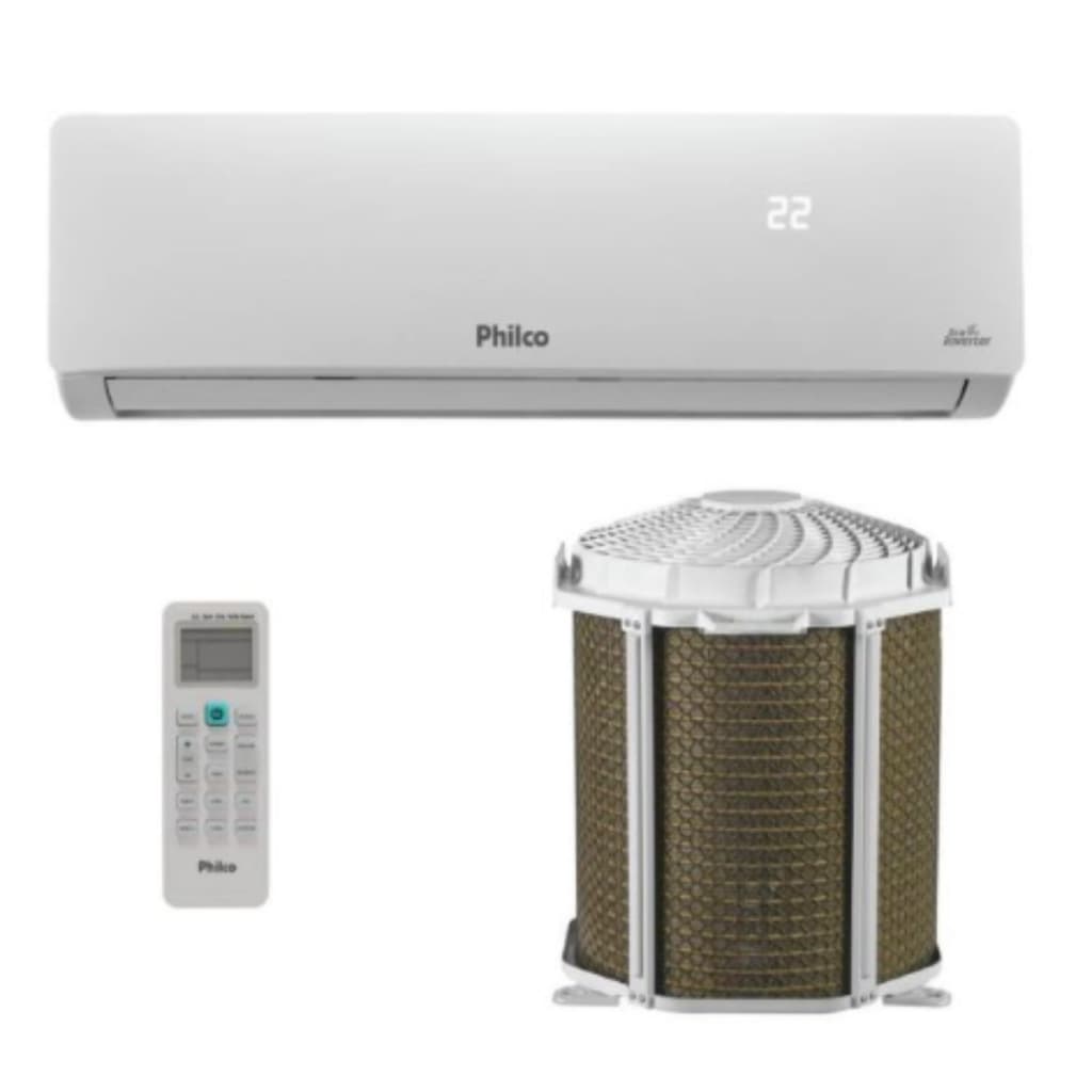 Ar-condicionado split Philco 9.000 BTU branco com controle remoto e evaporador