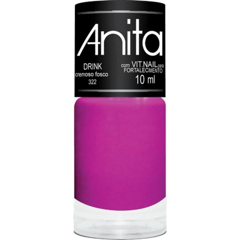Esmalte Anita Drink Neon Fosco Rosa 10ml – Acabamento Fosco, Secagem Rápida