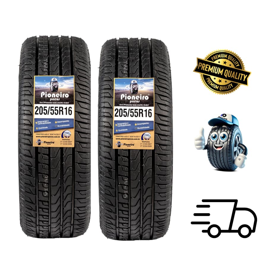 2 Pneus  Aro 16  205/55 R16 Inmetro Pioneiro Remold PROMOÇÃO / ENVIO IMEDIATO