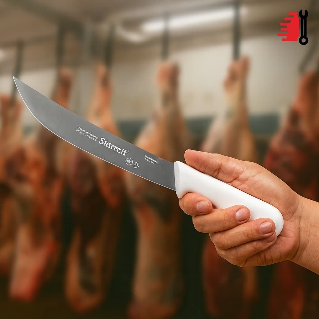 Faca Para Carne Lâmina Curva Larga 25cm 10 Pol Branca Starrett KBKW205-10