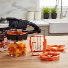 Cortador de Vegetais 7 Peças - Preta fatiador de Legumes em tiras finas e cubos