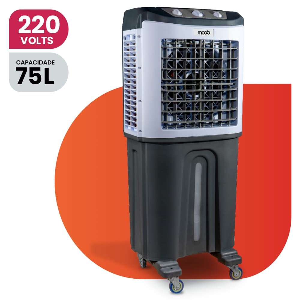 Climatizador Portátil Industrial Silencioso Moob Ultra Ar 75L 150W 220V 3 Velocidades Evaporativo
