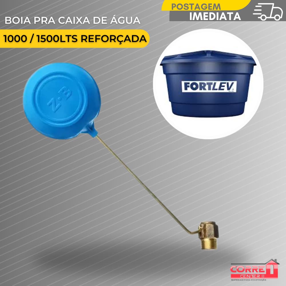 Boia Caixa D'água Reforçada Rosca 3/4 Metal 1000 / 1500 Litros Azul