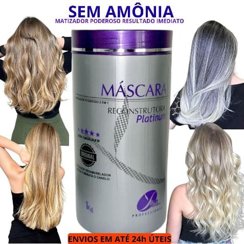Máscara Matizadora fios brilhosos para cabelos Loiros Platinado Brancos matizador Loiro Dourado 1kg
