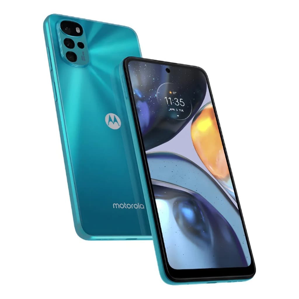 Smartphone Moto G22 azul com tela de 6,5 polegadas, 128GB e 4GB RAM