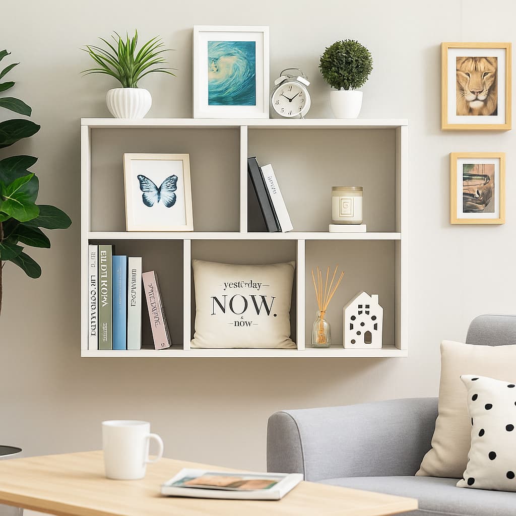 ESTANTE ORGANIZADOR 90X90x25CM BRANCO CUBO PRATELEIRA PARA ESCRITÓRIO, DECORAÇÃO E FOTOS, SALA, QUARTO NICHO