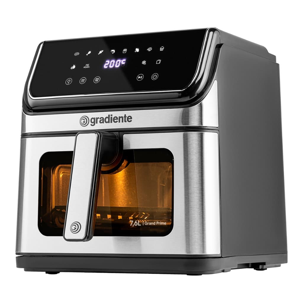 Fritadeira Eletrica Sem Óleo Airfryer 7,6 Litros Grand Prime Gradiente Cesto Removível Inox C/ Timer