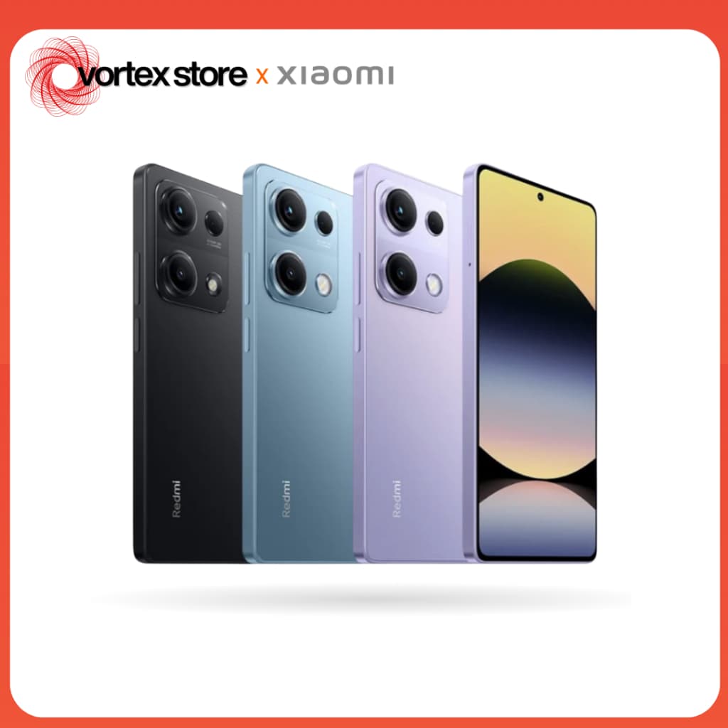 Xiaomi Redmi Note 14S Versão Global em quatro cores: preto, azul, lilás e rosa com câmera traseira quadrada