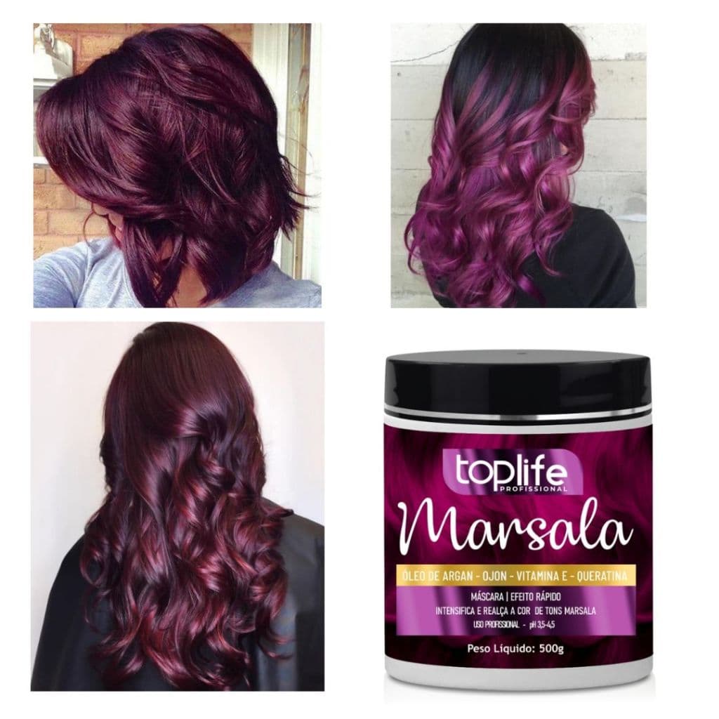 Máscara  matizadora  tonalizante Marsala 500g Original Toplife