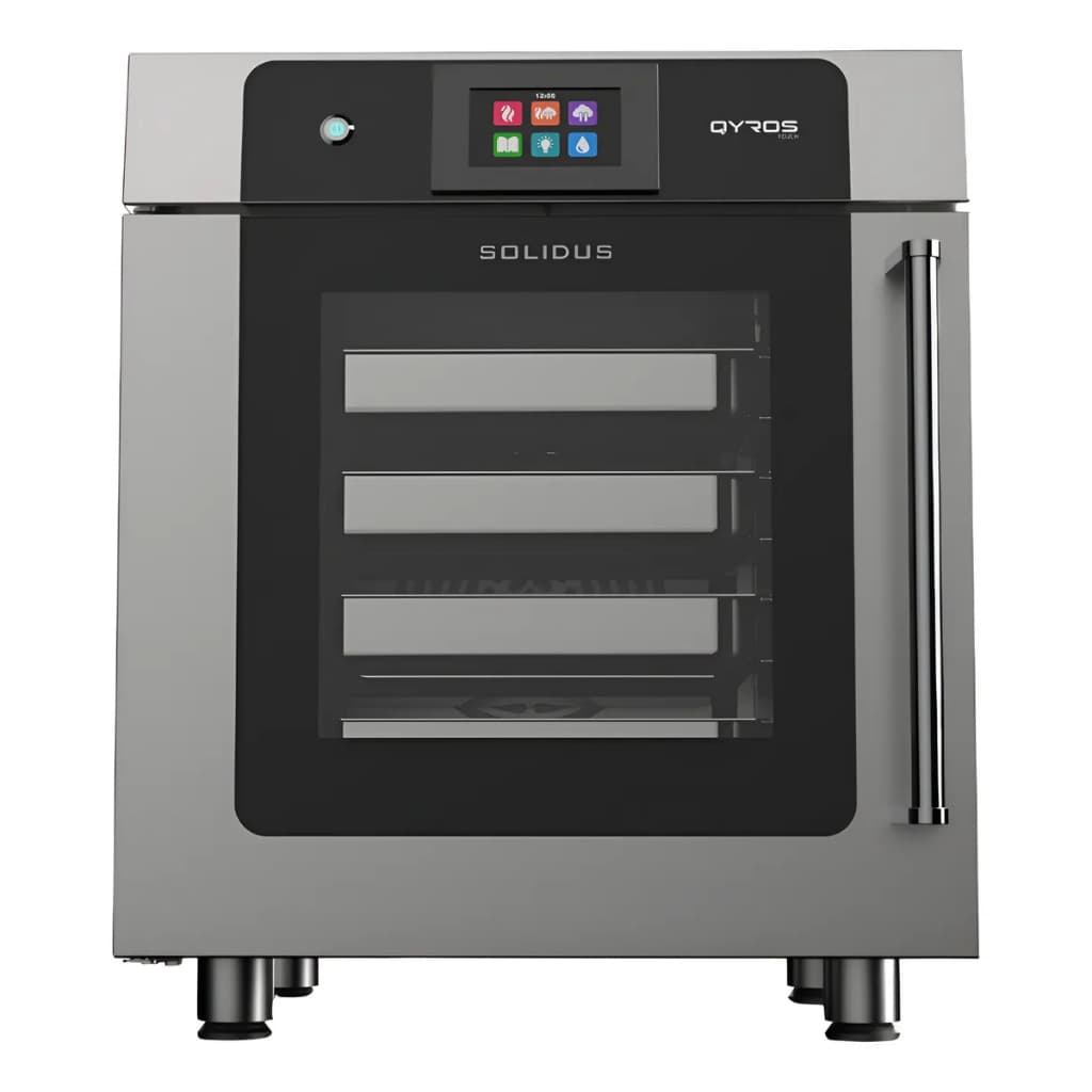 Forno industrial combinado Qyros Chef - Solidus com controle digital, 3,3kw, 4GNS, 1/2, 220v, em aço inoxidável e preto