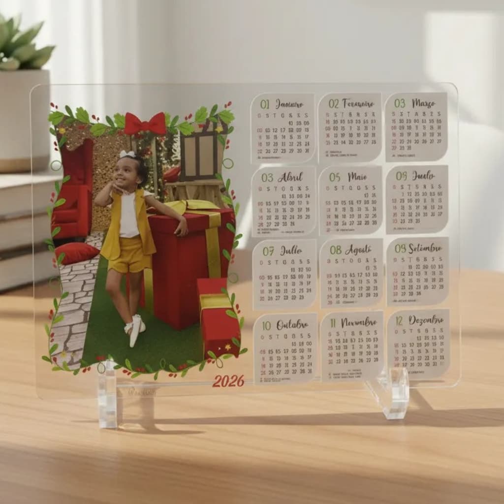 Calendário Porta Retrato Em Acrílico Personalizado Com Foto