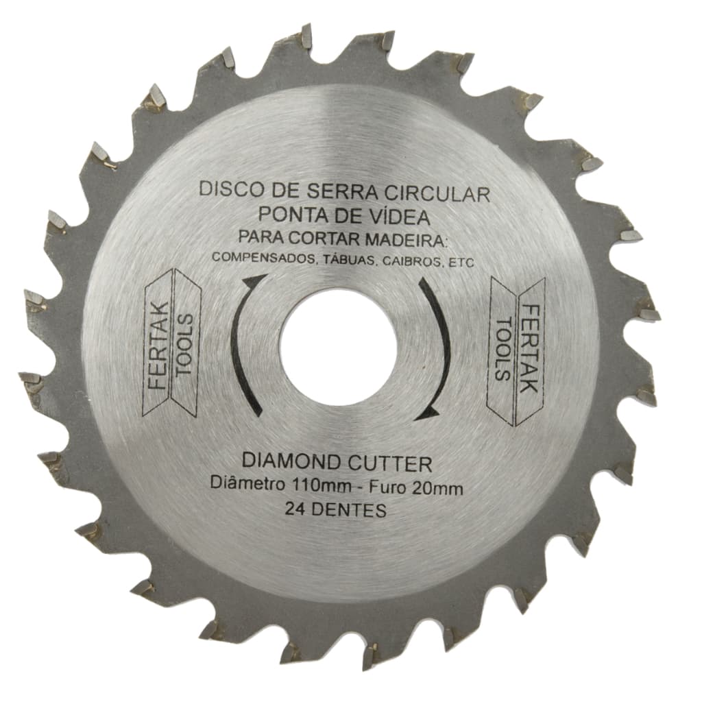 Disco Serra Circular 110mm 24 Dentes Vídea FertakTools – Corte para Madeira, MDF e Compensado
