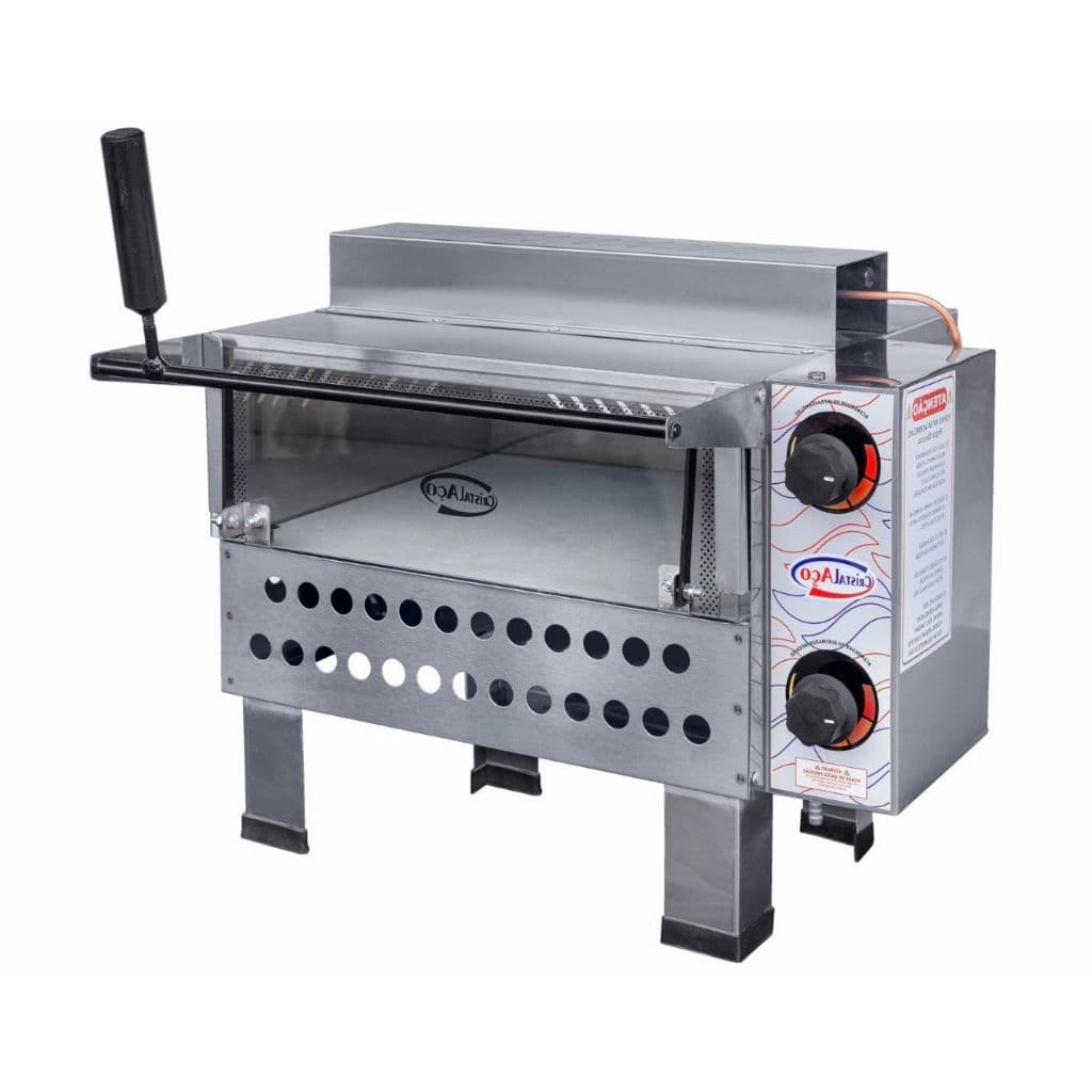 Forno Industrial A Gás Com Pedra Refratária E Infravermelho Total Inox Para 1 Pizza Grande