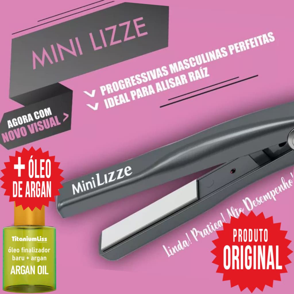 Prancha Chapinha Mini Lizze BiVolt Original + Argan