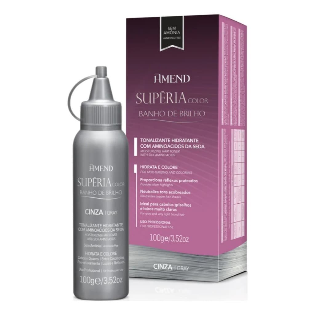 Banho de Brilho Cinza Premium Amend Supéria Color 100g – Tonalizante & Hidratação