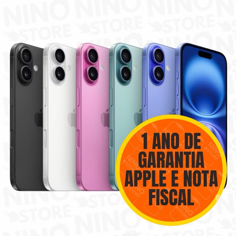 iPhone 16 128GB original novo lacrado com garantia Apple de 1 ano em várias cores