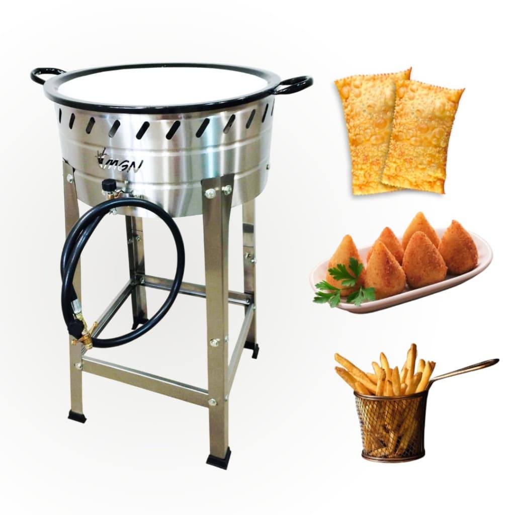 Tacho Inox  Fritador de Pastel Profissional Industrial a Gás para Feira Pastelaria e Lanchonete