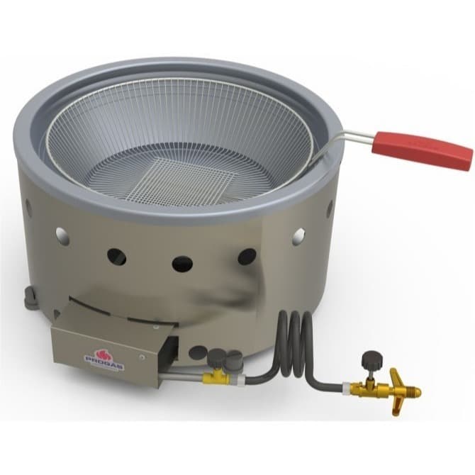 Fritadeira Tacho 3L Progás a Gás Aço Inox PR70G Cesto Removível Profissional Industrial Alça Oleo