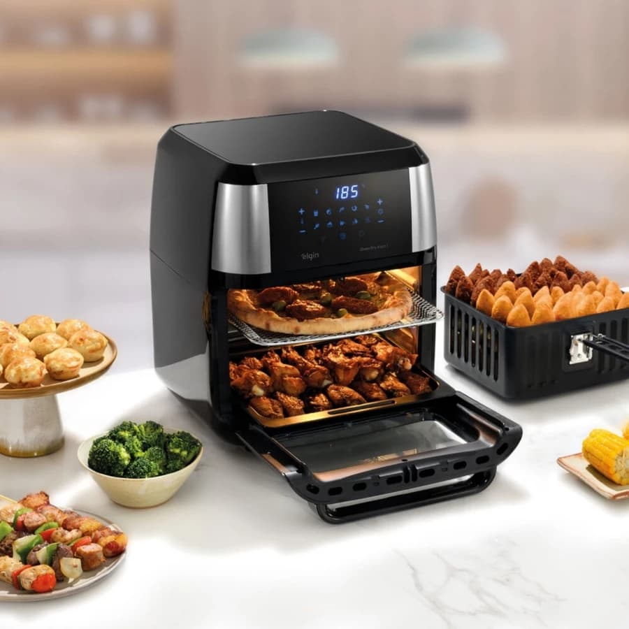 Air Fryer Elgin Oven Fry 4 em 1 - 12L-  1800W Display Digital Original - Fritadeira