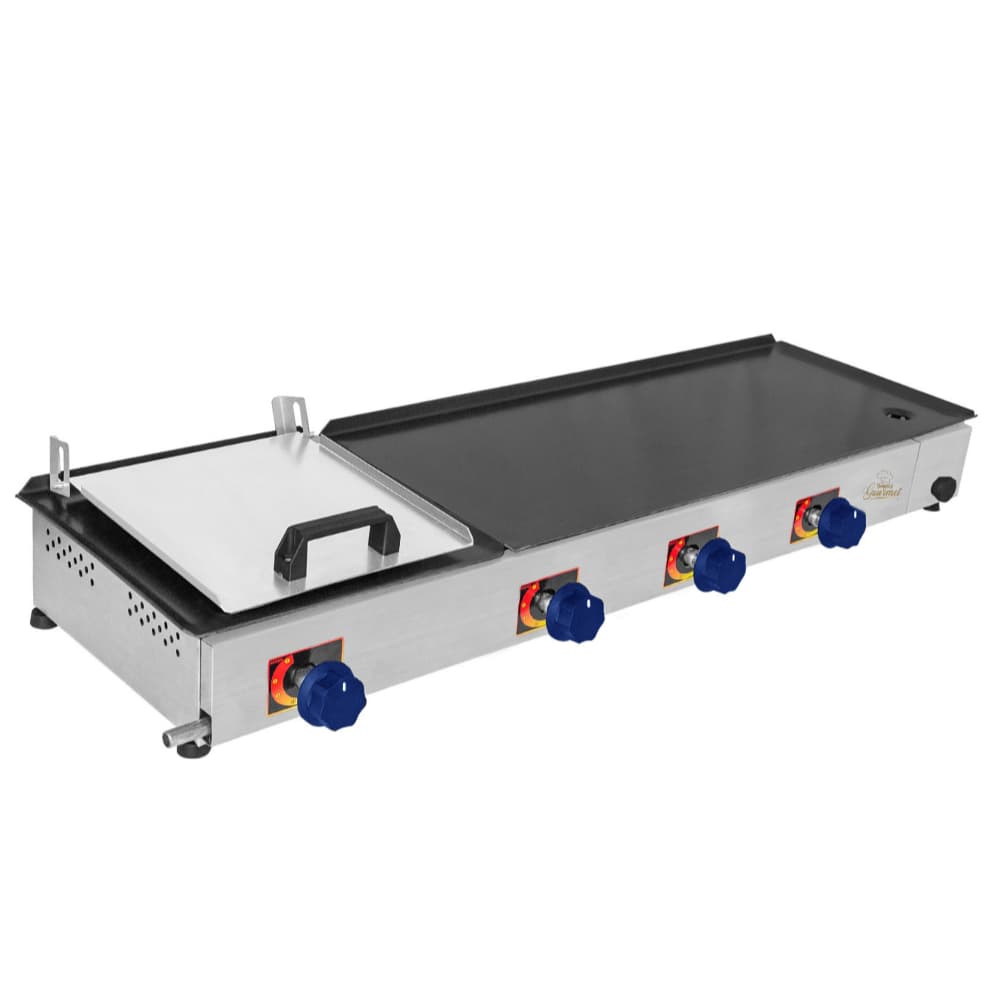 Chapa De Lanche Chapeira Profissional Industrial 97x30cm Com 4 Queimadores a Gás