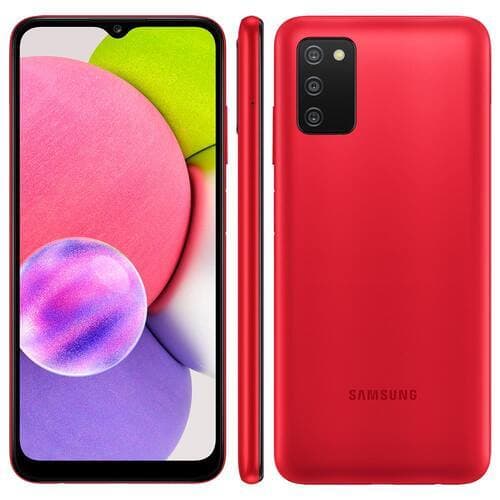Smartphone Samsung Galaxy A03s Vermelho 64GB, Tela Infinita de 6.5", Câmera Tripla, Bateria 5000mAh, 4GB RAM