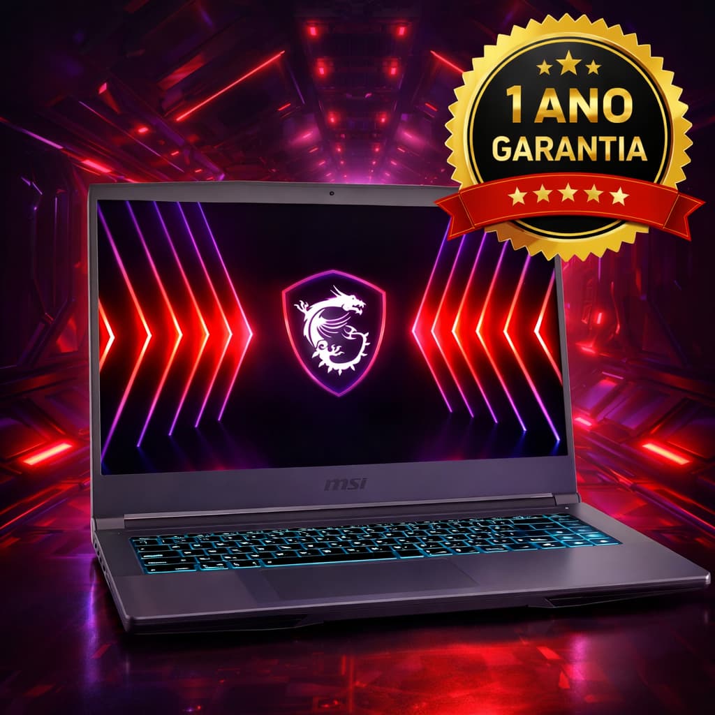 Notebook MSI Thin 15 i5 13ª 16GB SSD 512GB RTX 4060 8GB Win11 NF Garantia 1 Ano