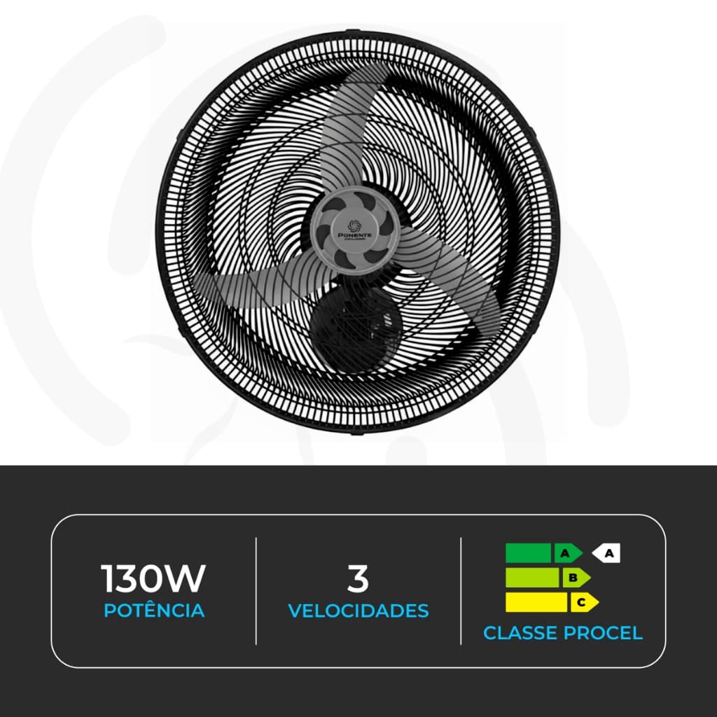 Ventilador de Parede Oscilante VOP Good 50cm Preto | Ponente | Potente e Econômico