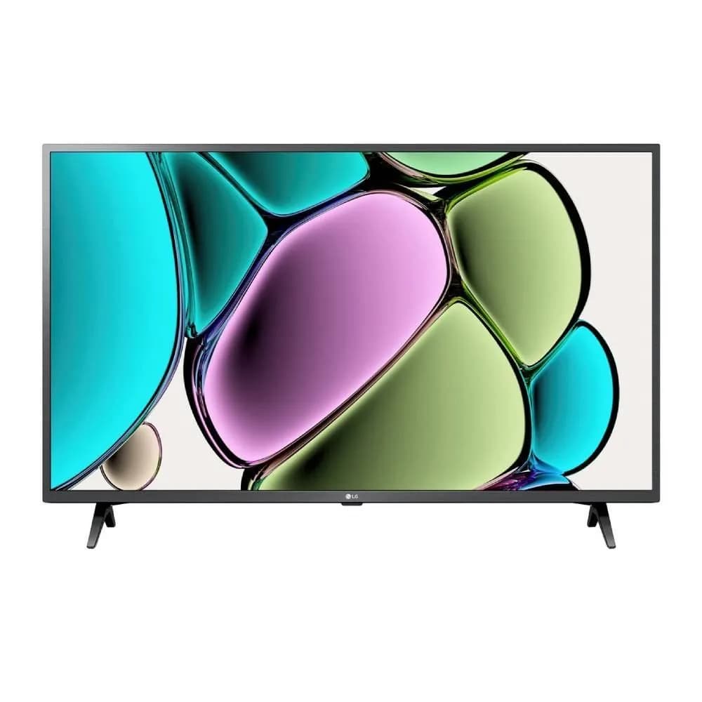 Smart TV 43 polegadas LG LED FULL HD com imagem abstrata colorida na tela