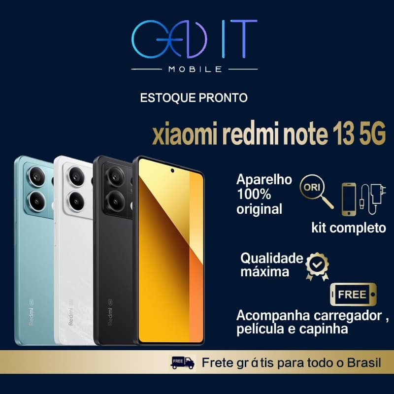 Xiaomi Redmi Note 13 5G 8GB 128GB Global Original 5000mAh Bateria AMOLED 120Hz NFC Nota Fiscal