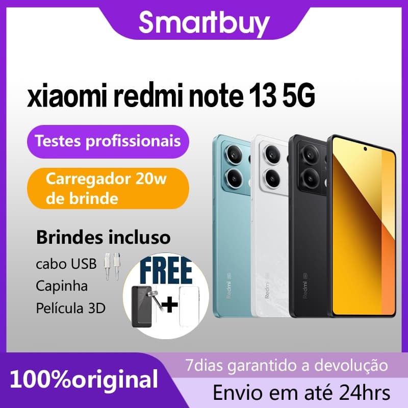 Xiaomi Redmi Note 13 5G 8GB 128GB Global Original 5000mAh Bateria AMOLED 120Hz NFC Nota Fiscal