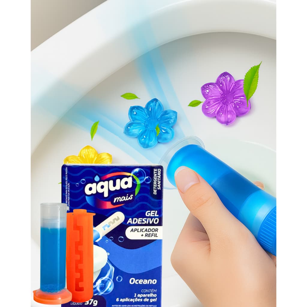 Kit de limpeza para banheiro aqua mais com aplicador e gel azul