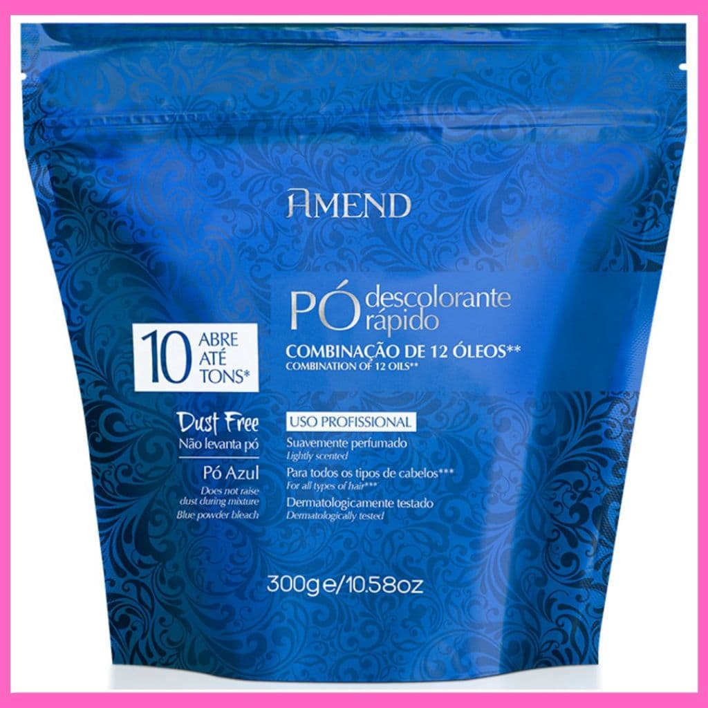Pó Descolorante Rápido 12 Óleos Abre Até 10 Tons Amend Cosmetics - 300g Azul