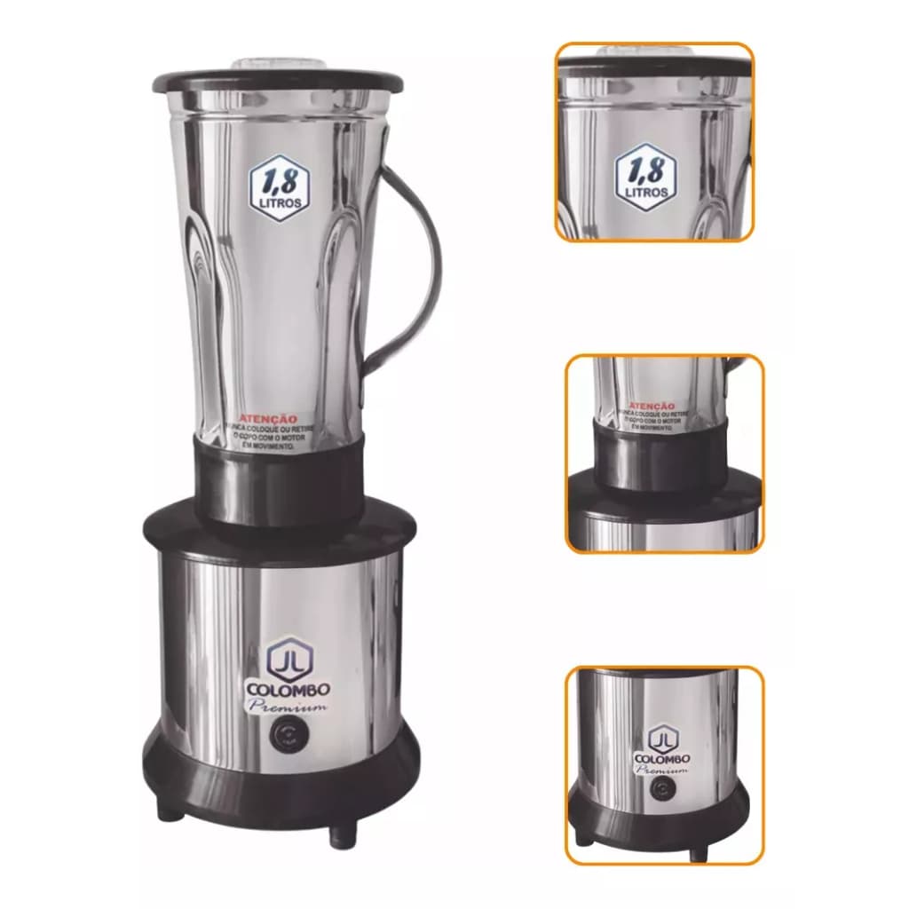 Liquidificador Profissional Industrial 1,8 Litros Alta Rotação Inox 100% Colombo