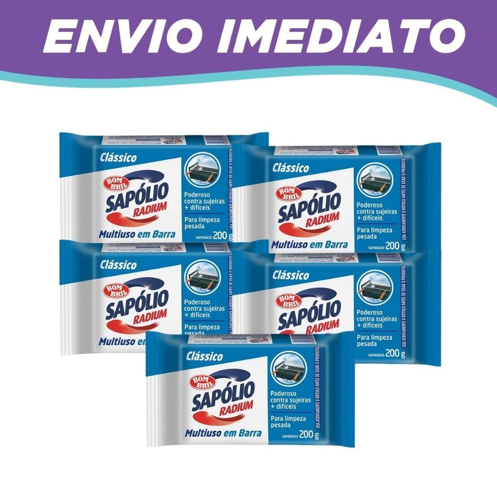 Kit 5  Saponáceo Sapólio Radium Em Barra 200ml Bombril