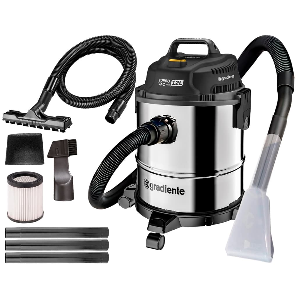 Aspirador de pó Gradiente PGAC120, 12L, 1200W, com acessórios, aço inoxidável