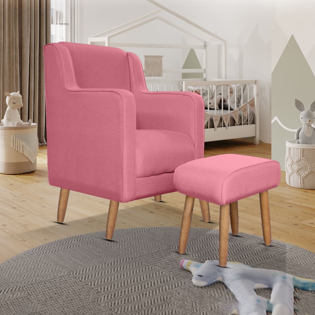 Poltrona e Puff para Amamentação Quarto Sala Leitura Descanso - Poltrona para Manicure - Poltrona Relaxante Confortável