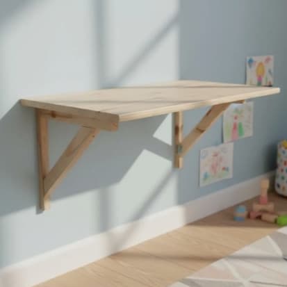 Mesa balcão escrivaninha Dobrável de Parede Retrátil Multiuso Madeira Pinus Natural
