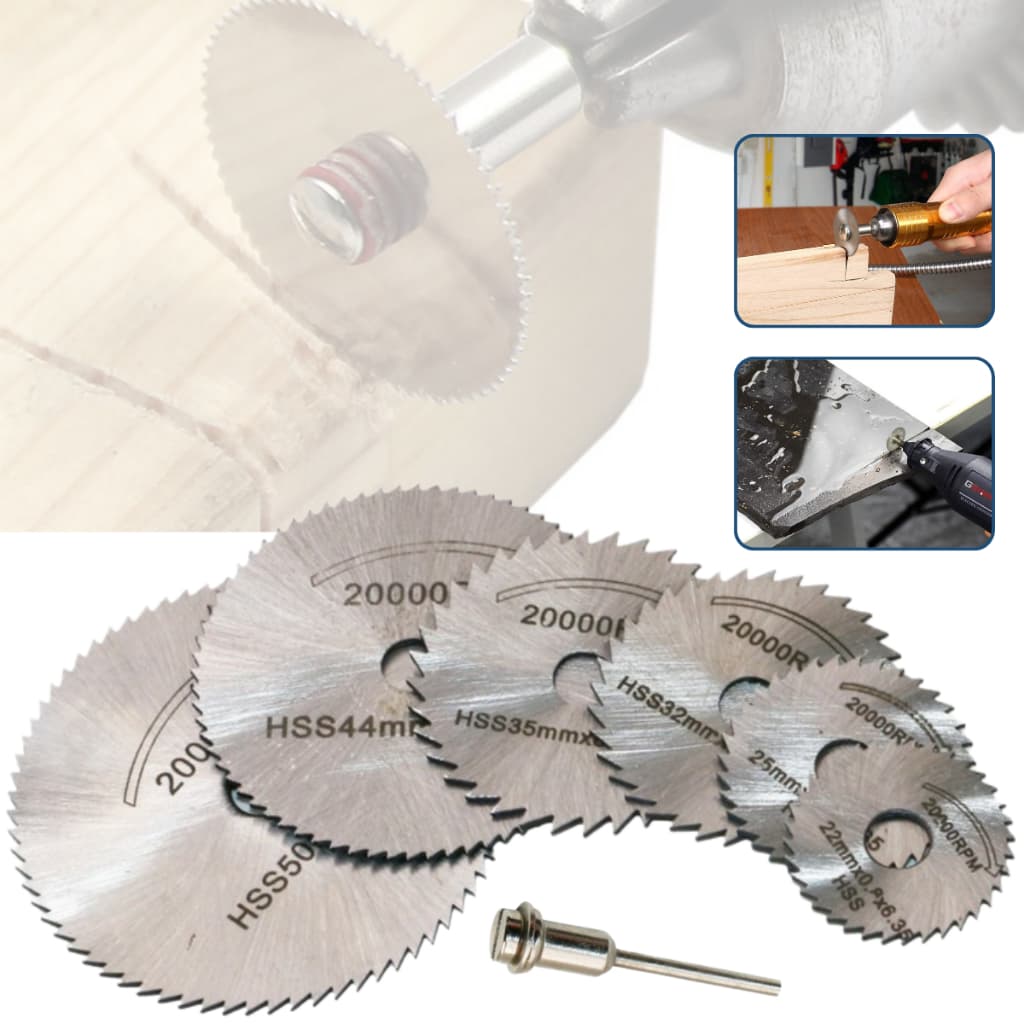 Disco Serra Circular HSS Kit 07 Micro Retífica Dremel Furadeira Corte Madeira Plástico PVC Metal Lâmina Profissional