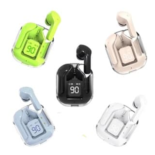 Fones de ouvido sem fio Bluetooth CHENX em várias cores com base de carregamento e número '90' visível