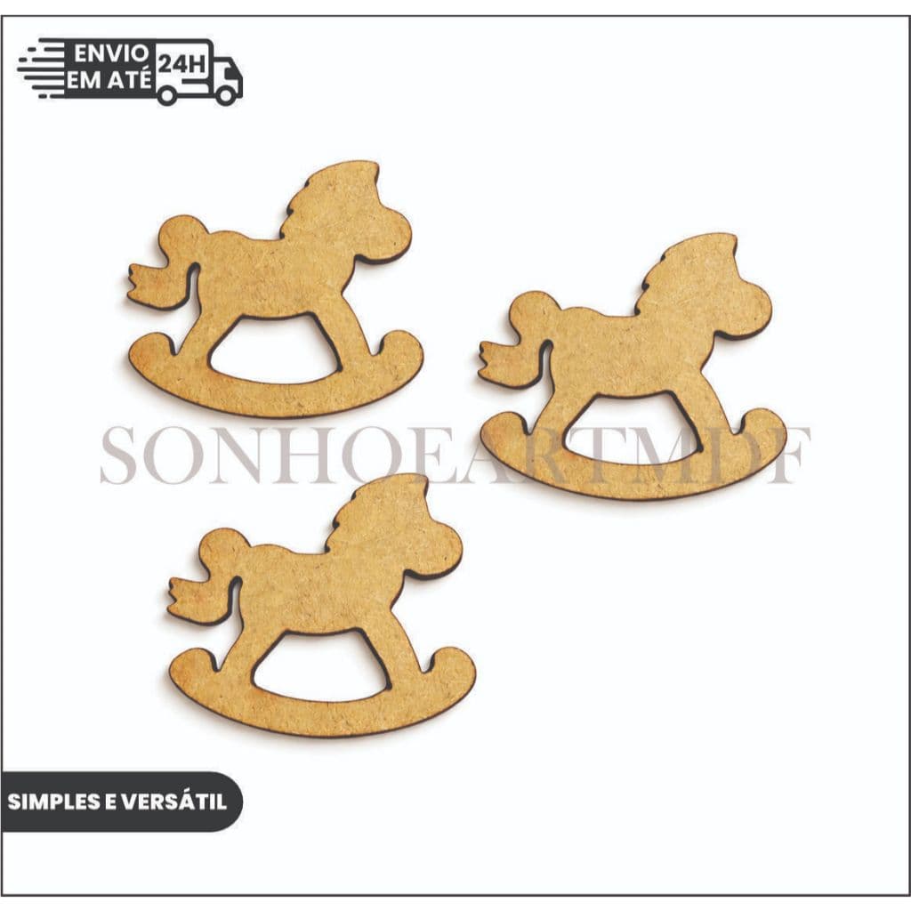 kit Mini Cavalinho de balanço MDF Cru 3mm Para Pintar e Decorar - Kit Lembrancinha Artesanato chá de bebê maternidade