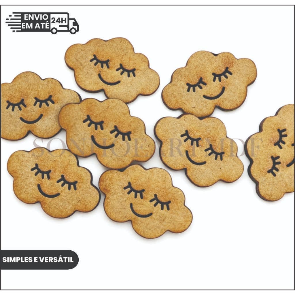 kit Mini nuvem MDF Cru 3mm Para Pintar e Decorar - Kit Lembrancinha Artesanato chá de bebê maternidade