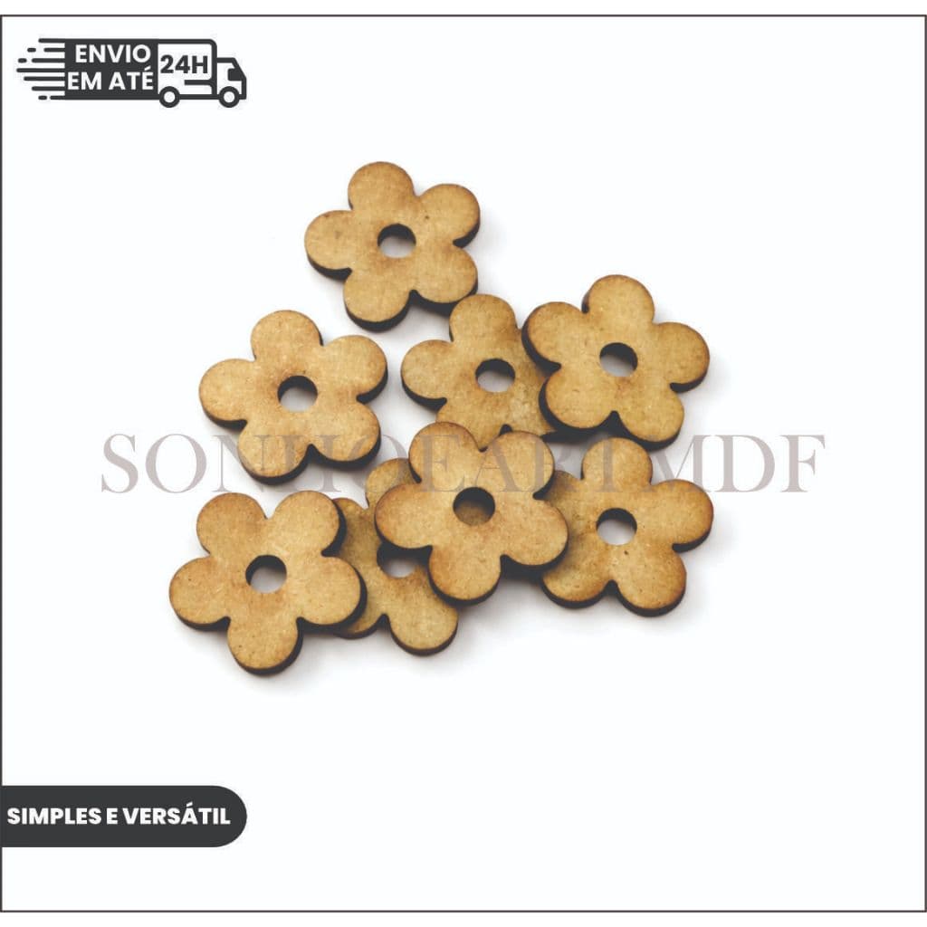 kit Mini Flor Florzinha MDF Cru 3mm Para Pintar e Decorar - Kit Lembrancinha Artesanato chá de bebê maternidade