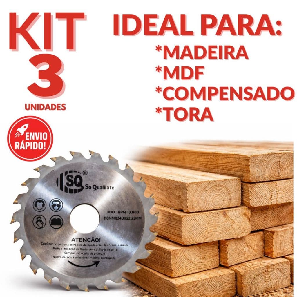 Conjunto 3/2/1 De Disco de Corte para Madeira Serra Circular Pedreiro Construção MDF Tora Compensado