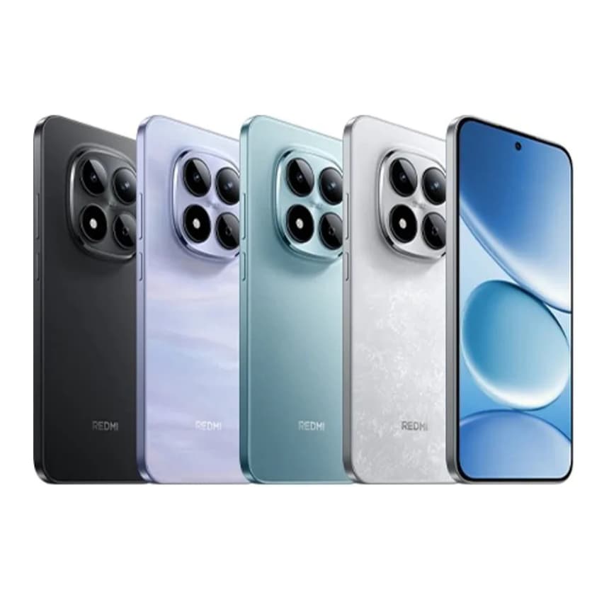 Xiaomi Redmi Note 15 Pro 5G em várias cores: preto, ciano, cinza, branco e azul