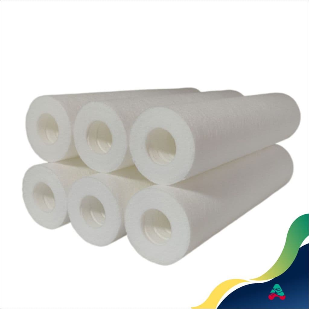 Kit de seis refis de polipropileno para filtros cavalete, caixa d'água e pontos de uso 9 3/4 polegadas