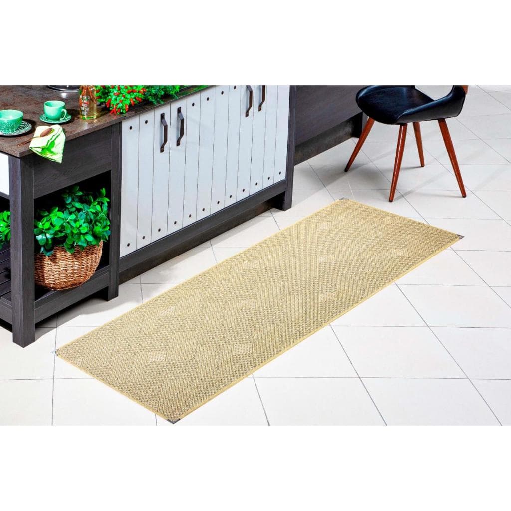 Tapete antiderrapante de sisal bege para cozinha 3,60 x 0,66m com borda antiderrapante