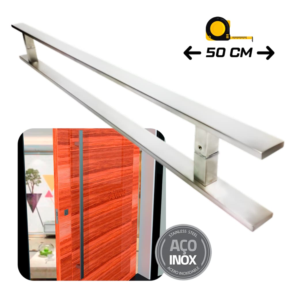 Puxador de Porta Clean 50 Cm Aço Inox Escovado - Imagem com fundo branco