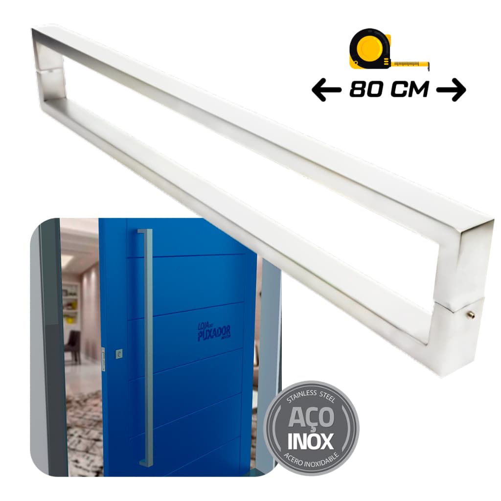 Puxador para portas Greco 80 cm aço inox escovado